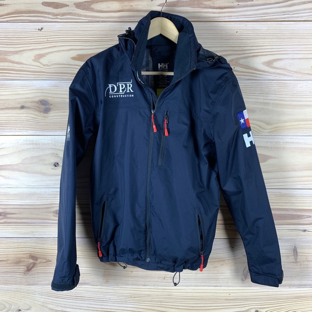 Helly Hansen Jacket Mens Small Helly Tech DPR Construction Windbreaker Navy Blue